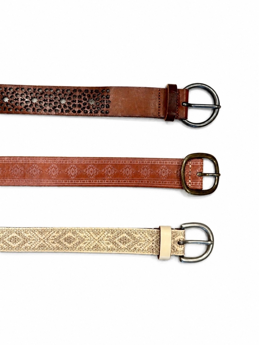 American Eagle Outfitters Three-Belt Boho Western Set in Brown & Cream